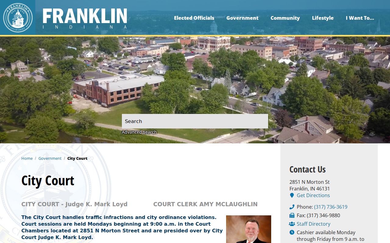 Franklin court docket source on the Franklin City Court page