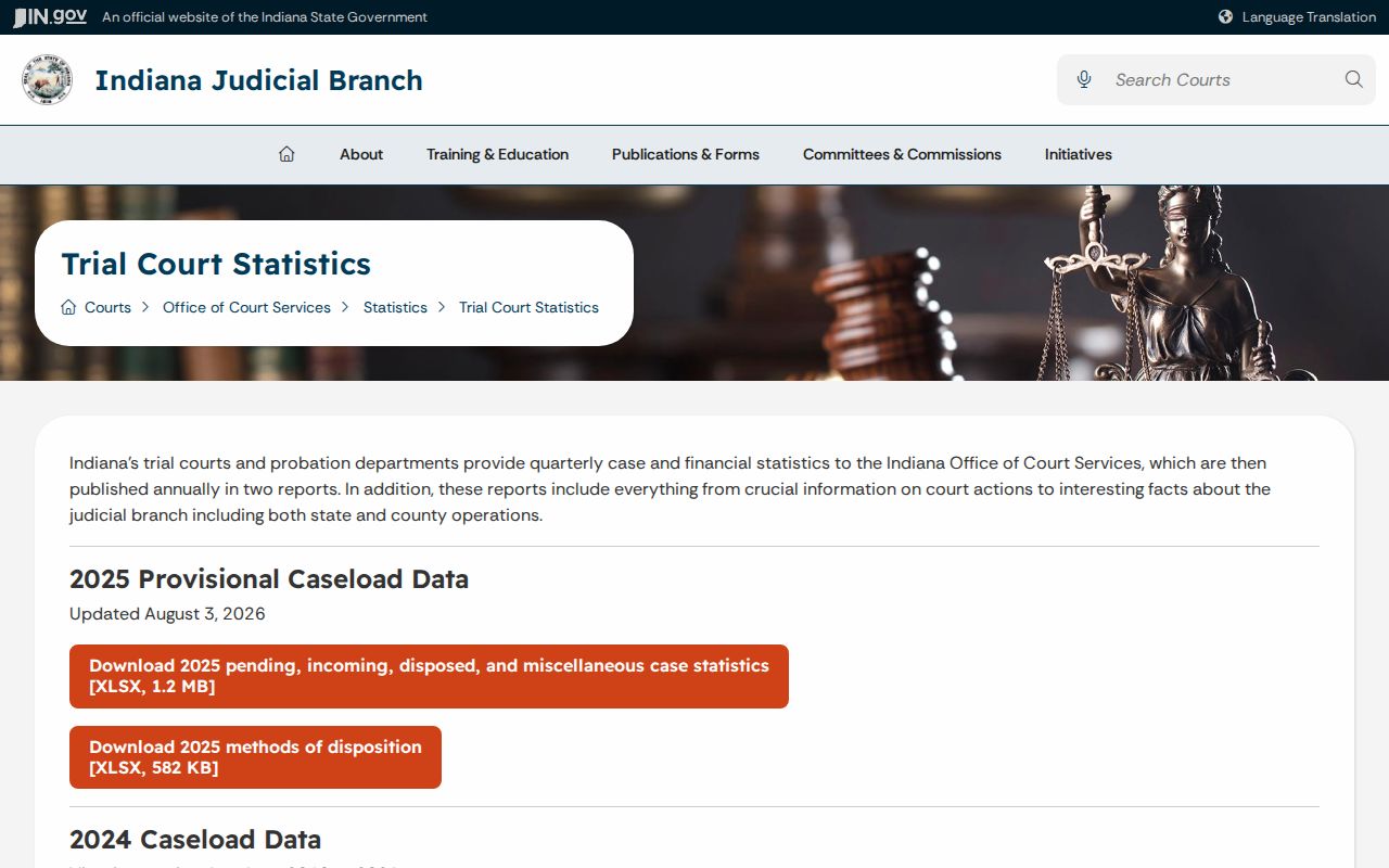 Greenwood court docket statistics from Indiana trial court reports