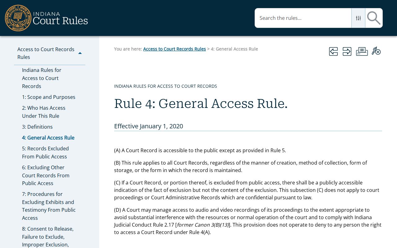 Johnson County civil docket Indiana Access Rule 4