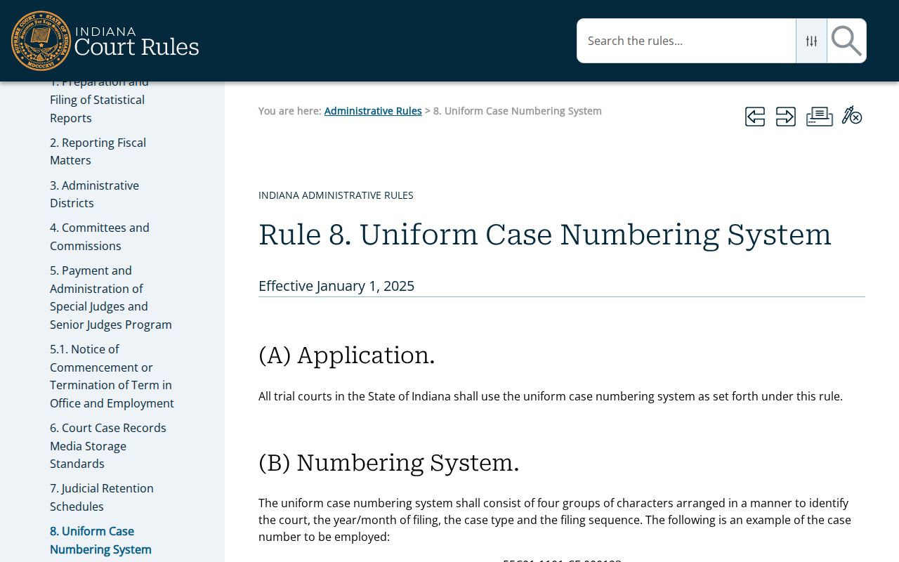 Johnson County criminal docket Administrative Rule 8 codes