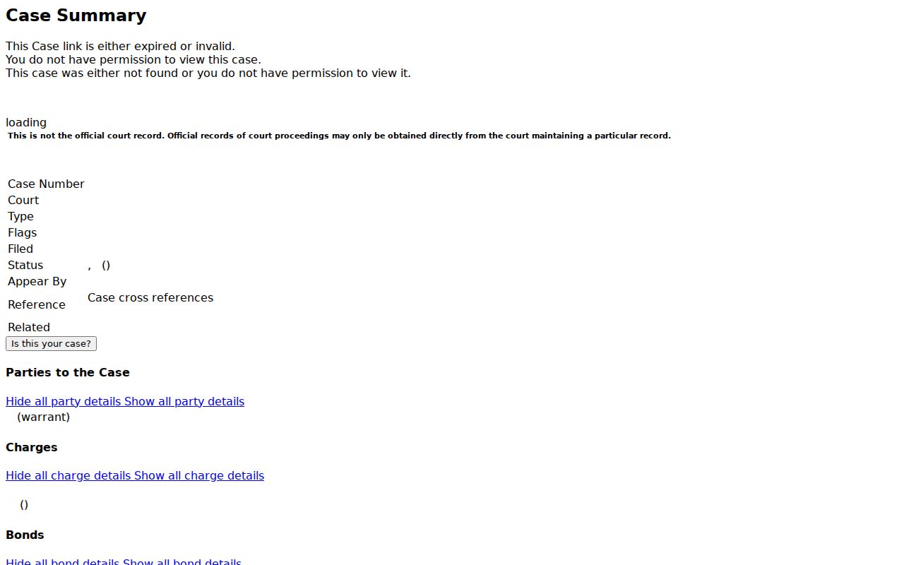 Johnson County case lookup Case Summary fields