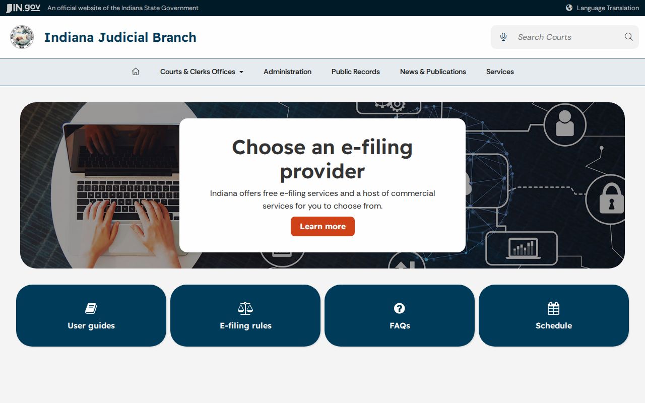 Indiana electronic filing information