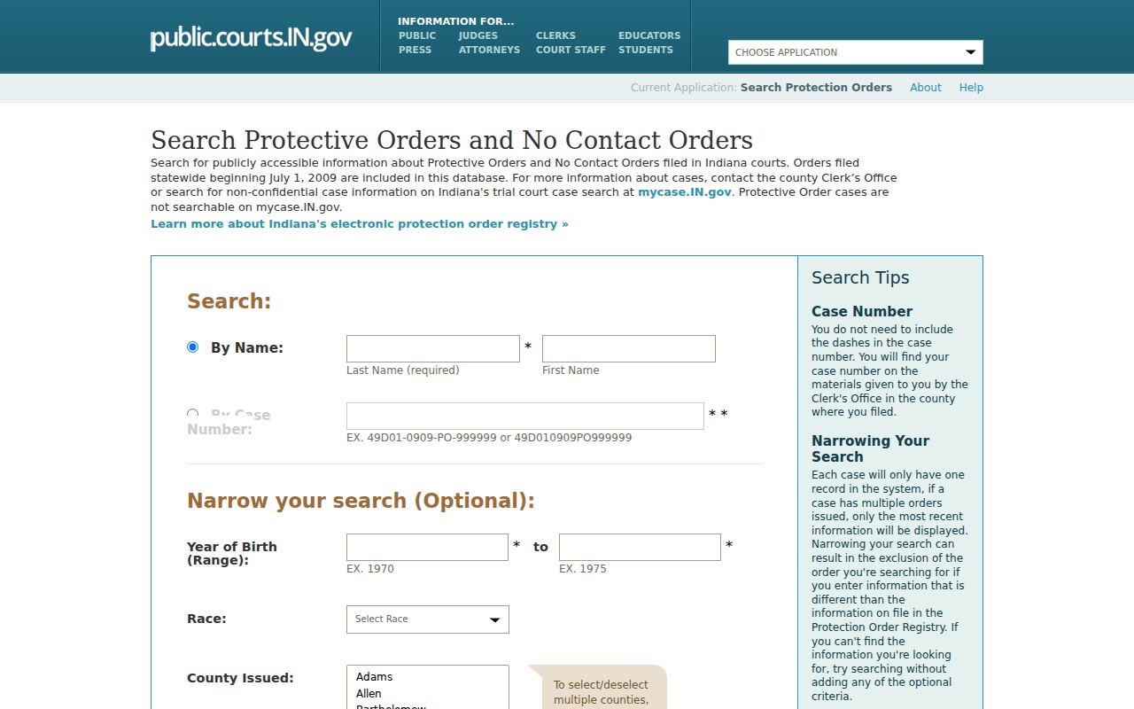 Indiana protection order portal